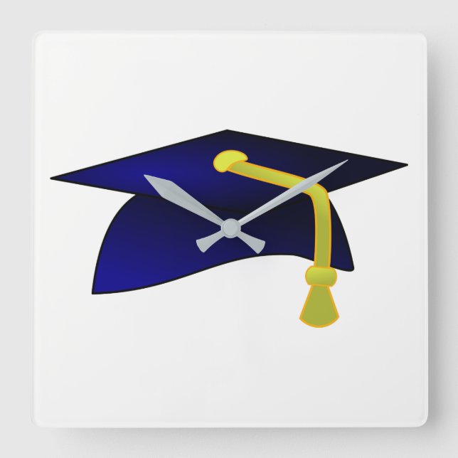 University Hat Square Wall Clock (Front)