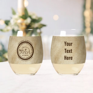 University of Beringia Mammoth Seal Stemless Wine Glass