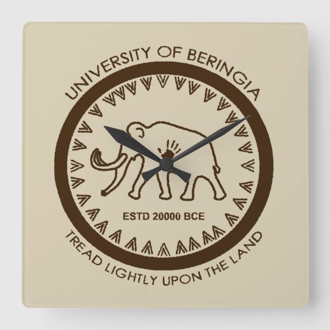 University of Beringia Mammoth Square Wall Clock (Front)