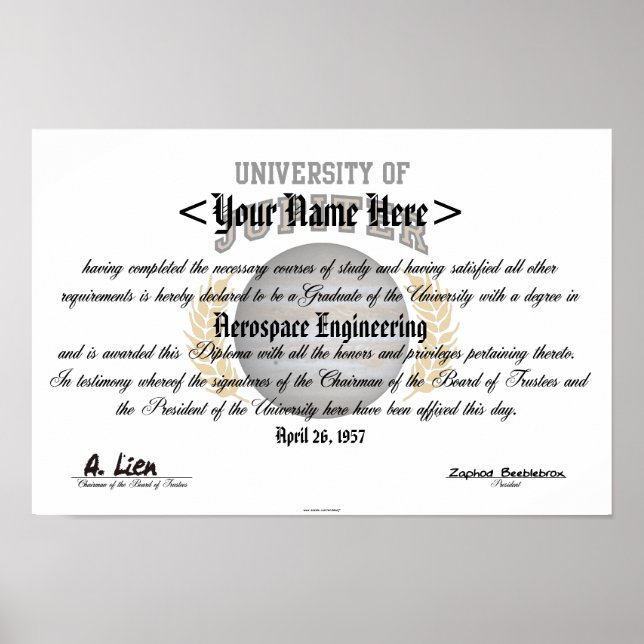 University of Jupiter Diploma Poster (Front)