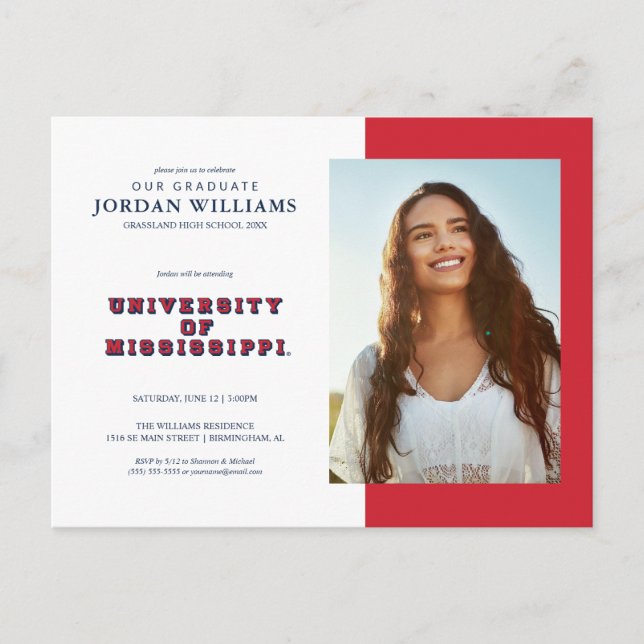 University of Mississippi | Block Type Announcement Postcard (Front)