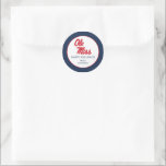 University of Mississippi | Ole Miss Script Classic Round Sticker<br><div class="desc">Check out these University of Mississippi designs! Get all the latest Mississippi Rebels gear here. All of these Zazzle products are customisable with your class year,  name,  and club. These products make perfect gifts for the Ole Miss University student,  alumni,  family,  friend,  or fan in your life.</div>