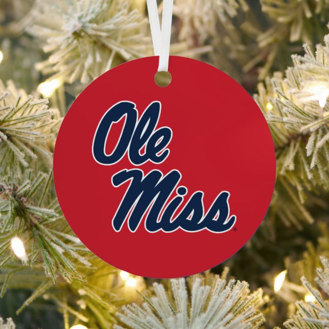 University of Mississippi | Ole Miss Script Metal Tree Decoration (Insitu)