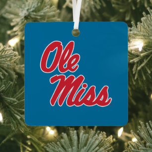 University of Mississippi   Ole Miss Script Metal Tree Decoration