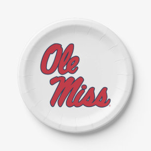 University of Mississippi   Ole Miss Script Paper Plate
