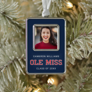 University of Mississippi Ole Miss Wordmark Silver Plated Framed Ornament