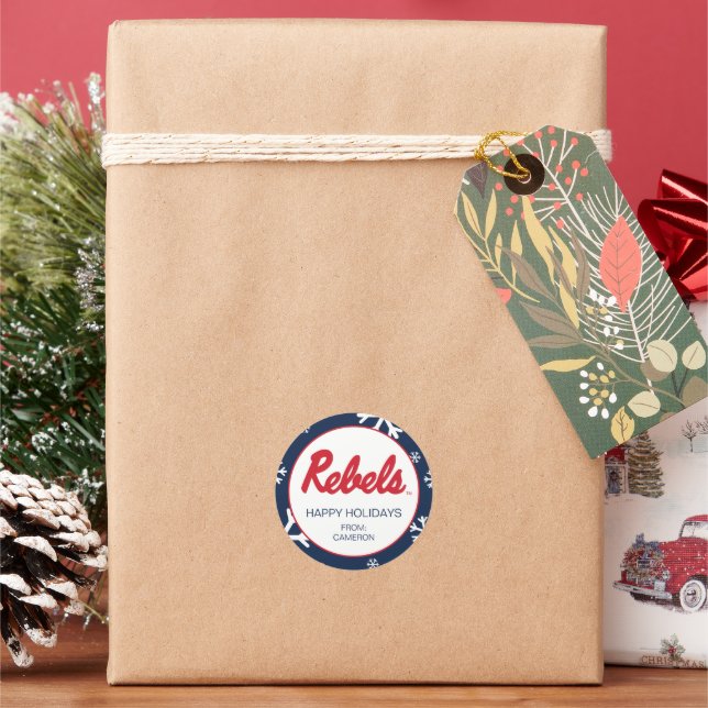 University of Mississippi | Rebels Script Classic Round Sticker (Holiday)