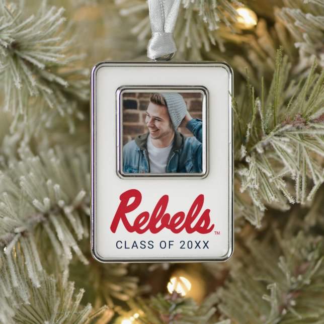 University of Mississippi | Rebels Script Silver Plated Framed Ornament (Tree)