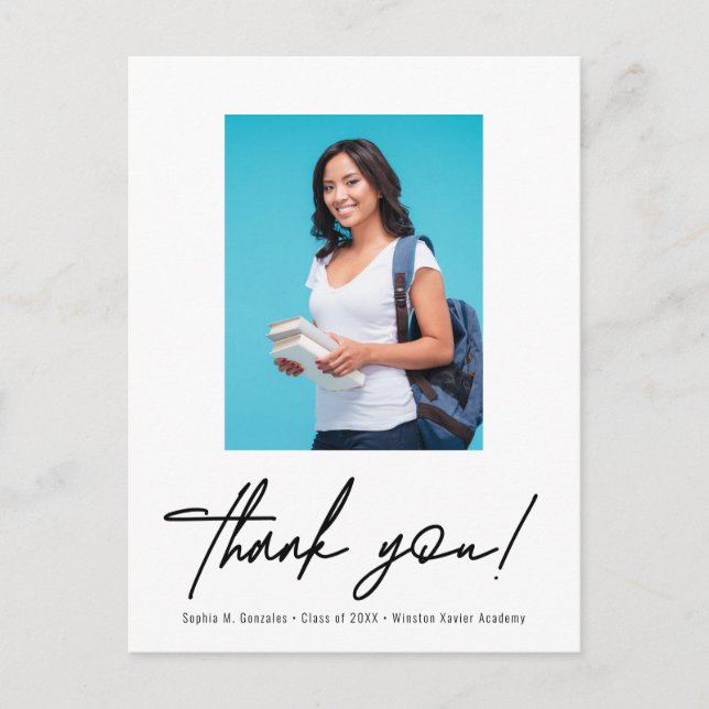University Photo Graduation Announcement Thank you Postcard (Front)