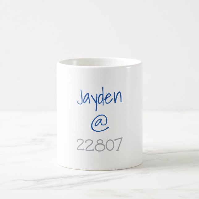 University Silver Blue Zip Code Custom Coffee Mug (Center)