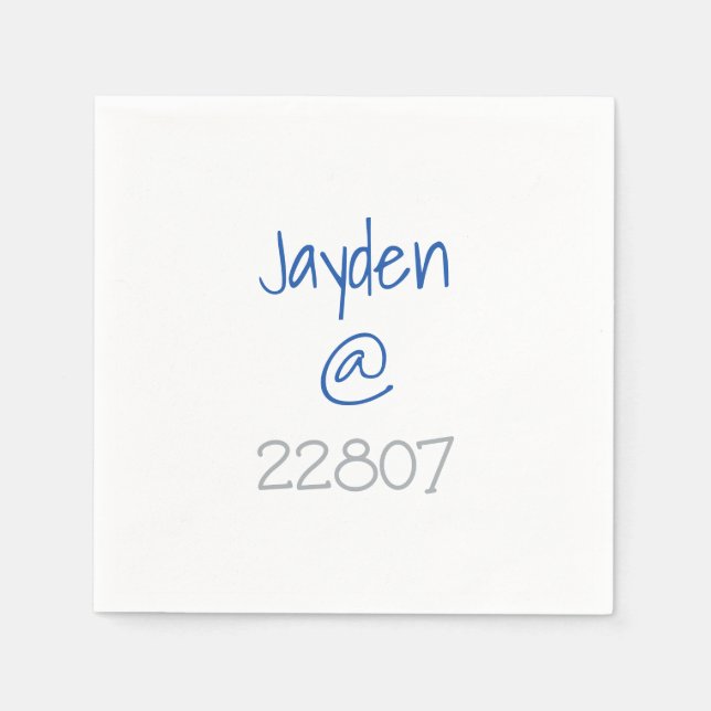 University Silver Blue Zip Code Custom Napkin (Front)