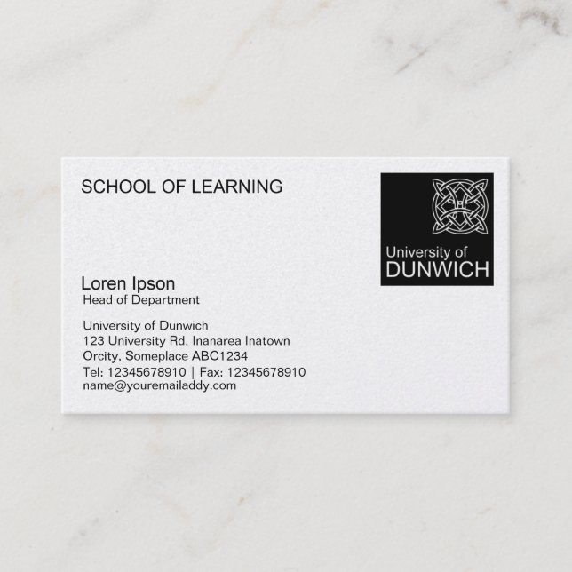 University Style - Black (Platinum) Business Card (Front)