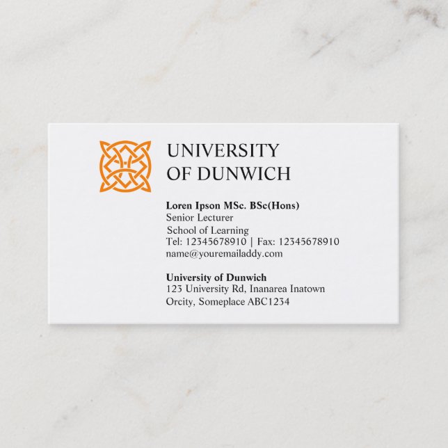 University Style v2 Business Card (Front)