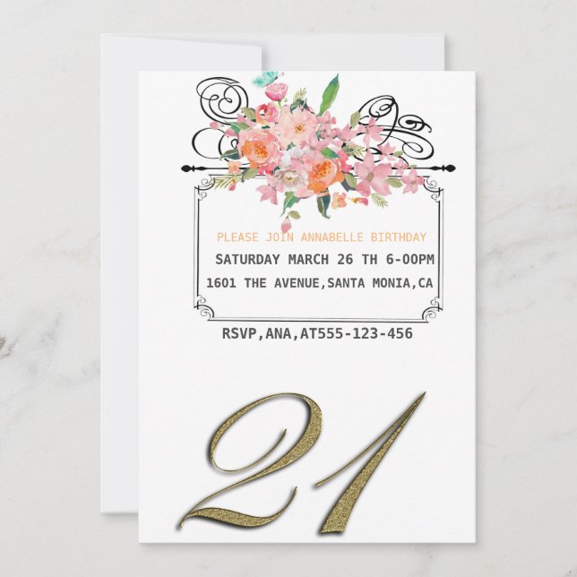 Unknown floral birthday invitation (Front)