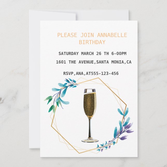 Unknown floral birthday invitation (Front)