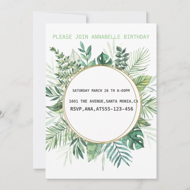 Unknown floral birthday invitation (Front)