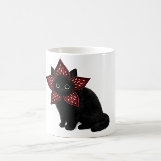 Unknown Monster Black Cat | Dark Fantasy Cat Art | Coffee Mug (Center)