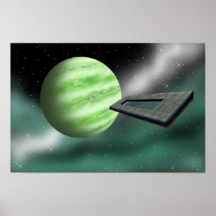 Unknown structure heading towards a planet. poster