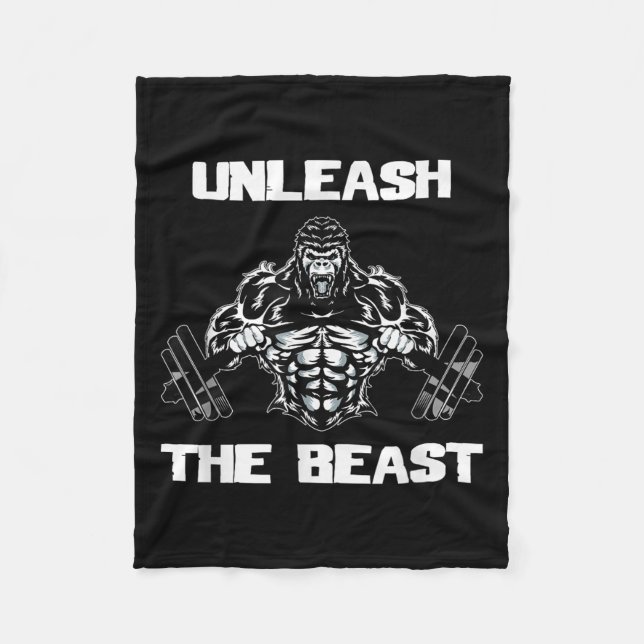 Unleahe Gorilla Bodybuilding Motivational Gift  Fleece Blanket (Front)