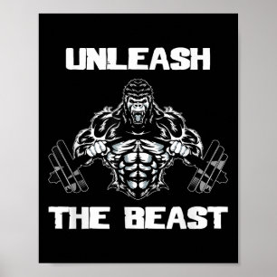 Unleahe Gorilla Bodybuilding Motivational Gift Poster