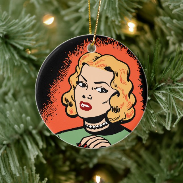 Unleash Emotion with Retro Art - Expressive Fury Ceramic Tree Decoration (Tree)