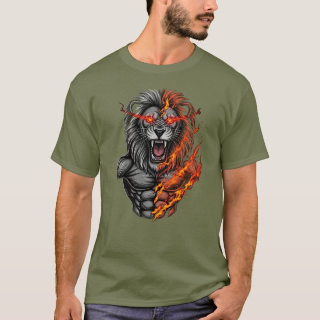Unleash the Beast: Fury of the Fire Lion T-Shirt (Front)