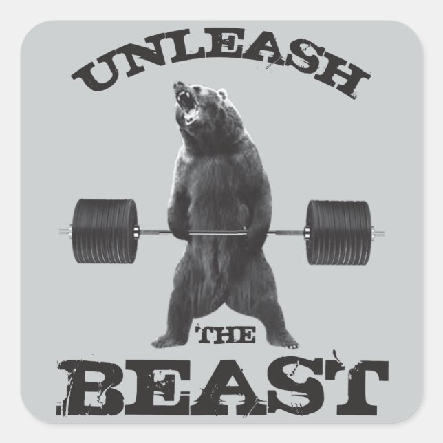 Unleash The Beast Gym Motivation Square Sticker (Front)