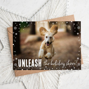 Unleash the Cheer! Dog Photo Christmas Holiday Card