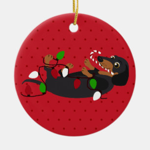 Unleash the Holiday Cheer Cute Dachshund Christmas Ceramic Tree Decoration