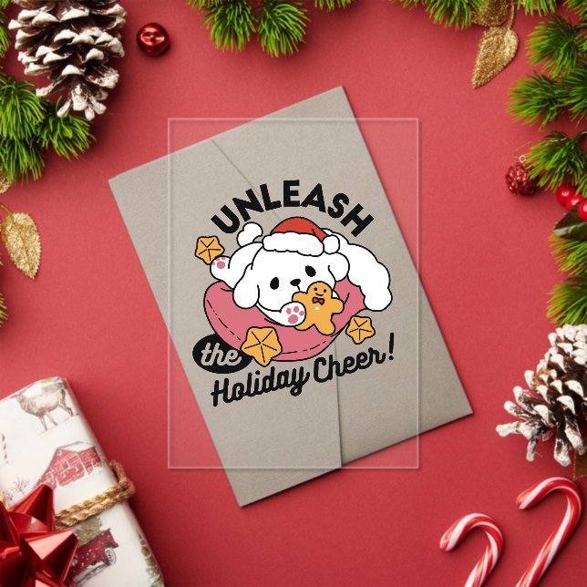 Unleash the Holiday Cheer – Cute Dog Christmas Acrylic Invitations (Insitu (Holiday))