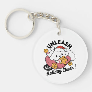 Unleash the Holiday Cheer – Cute Dog Christmas Key Ring