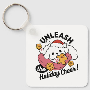 Unleash the Holiday Cheer – Cute Dog Christmas Key Ring