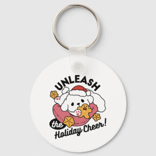 Unleash the Holiday Cheer – Cute Dog Christmas Key Ring