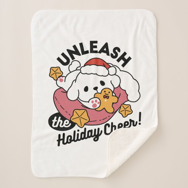 Unleash the Holiday Cheer – Cute Dog Christmas Sherpa Blanket (Front)