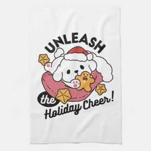 Unleash the Holiday Cheer – Cute Dog Christmas Tea Towel