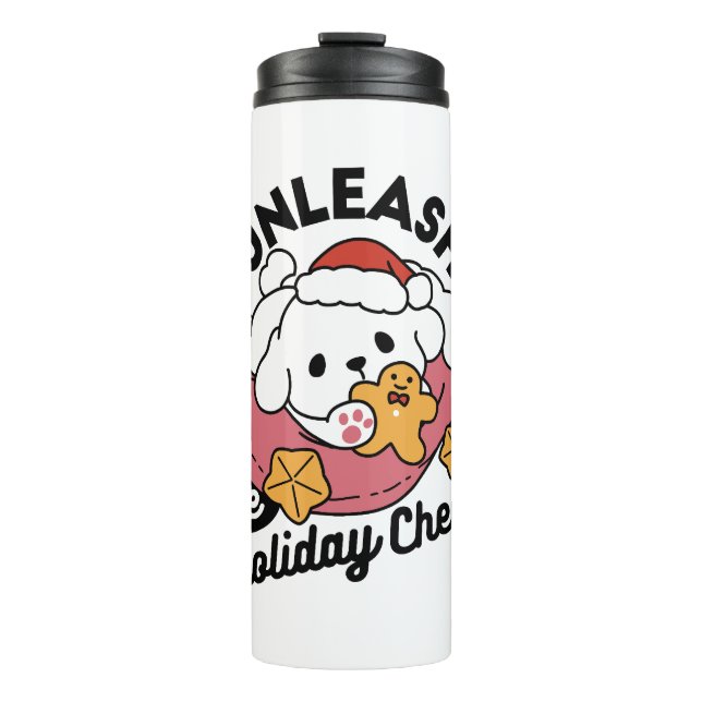 Unleash the Holiday Cheer – Cute Dog Christmas Thermal Tumbler (Front)