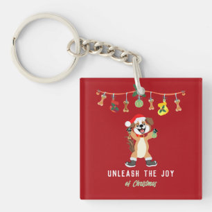 Unleash The Joy Of Christmas Dog  Key Ring