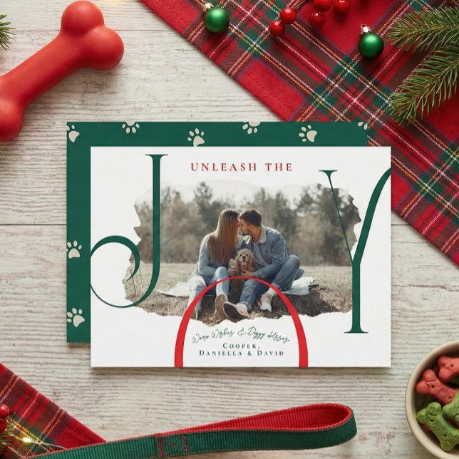 Unleash the Joy | Pet Photo Christmas Card (Festive Pet Photo Christmas Card)