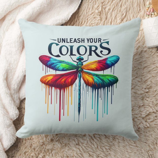 Unleash Your Colours - Artistic Dragonfly Cushion (Blanket)