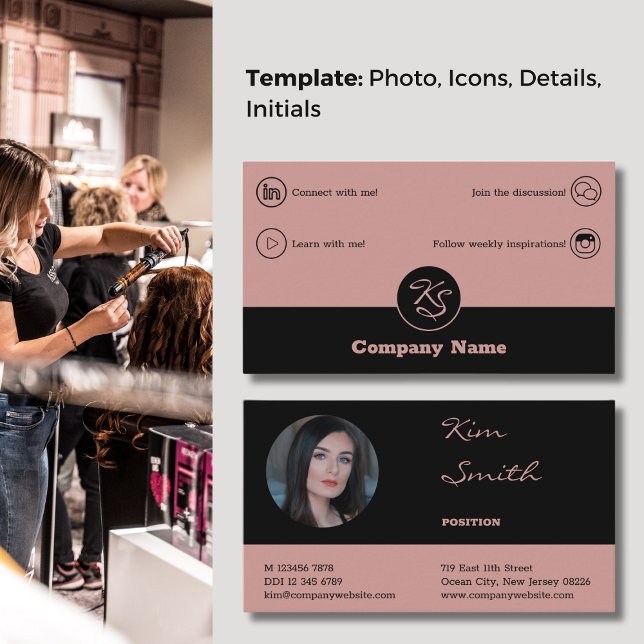 Unleash Your Style with our Hairstylist Black Pink Business Card (Unleash Your Style with our Hairstylist Black and Pink Business Card)
