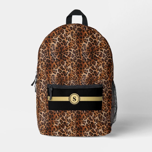 Unleash Your Wild Side: Personalised Leopard  Printed Backpack (Front)