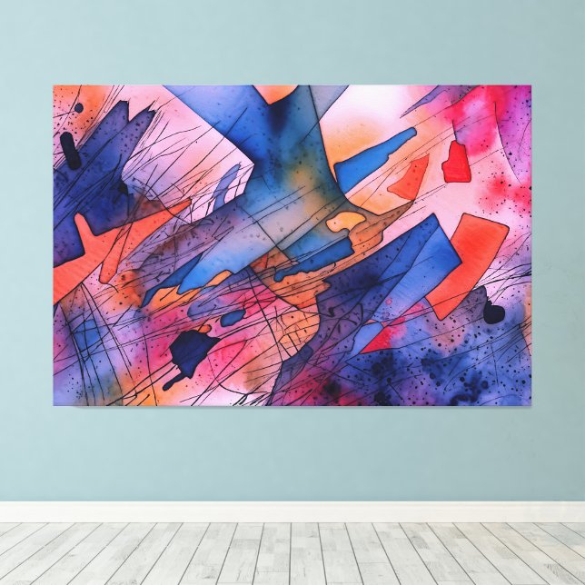 "Unleashed Potential" Contemporary Abstract Art Canvas Print (Insitu(Wood Floor))