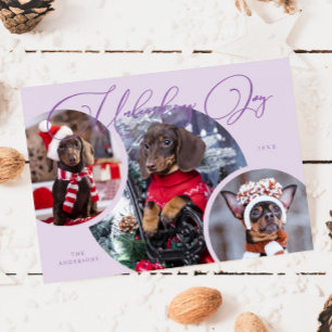 Unleashing Joy Lilac Dog Photo Holiday Card