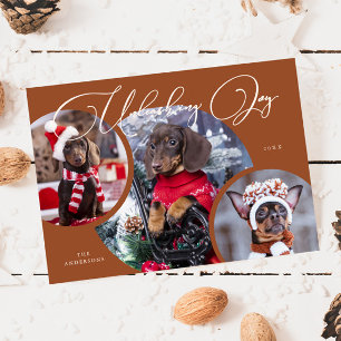 Unleashing Joy Terracotta Dog Photo Holiday Card