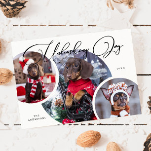 Unleashing Joy White Dog Photo Holiday Card