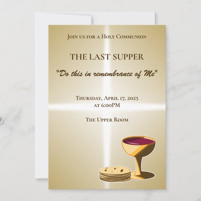 Unleavened Bread and Wine The Last Supper Easter Invitation (Front)