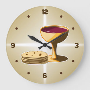 Unleavened Bread and Wine The Last Supper Easter Large Clock