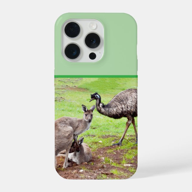 "Unlikely Pals: The Kangaroo and Emu Friendship" iPhone Case (Back)