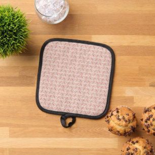 Unlimited Happy Feast on a White and Pink Backgrou Pot Holder