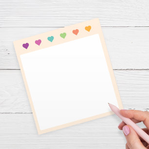 Unlined Colourful Hearts Notepad